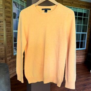 McDuff Sweater Women L 100% Cashmere Apricot Cantaloupe Luxury Preppy Smart
